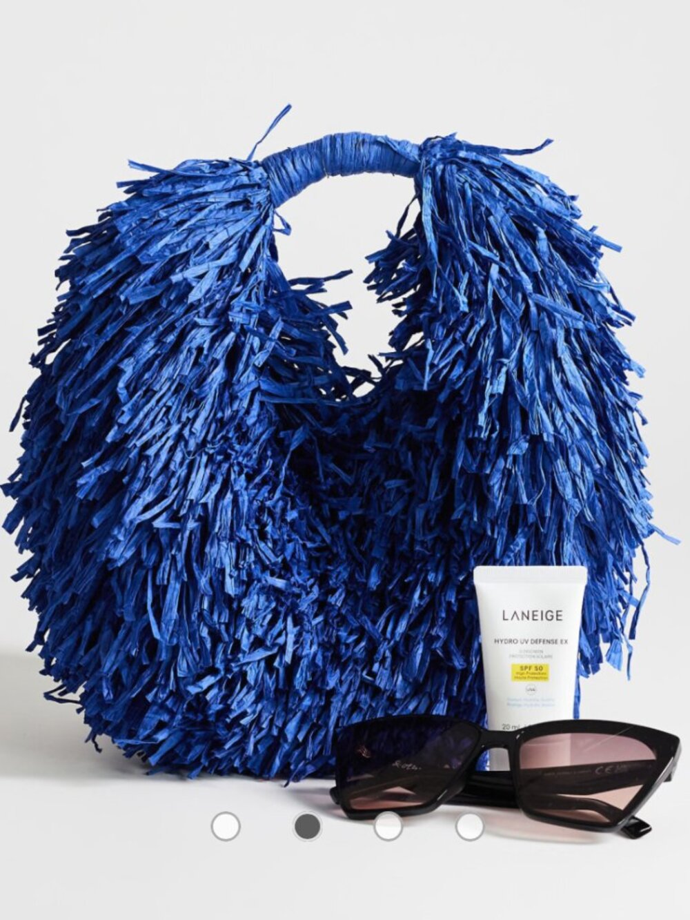 Topshop Milo Medium Straw Fringe Grab Bag in Cobalt